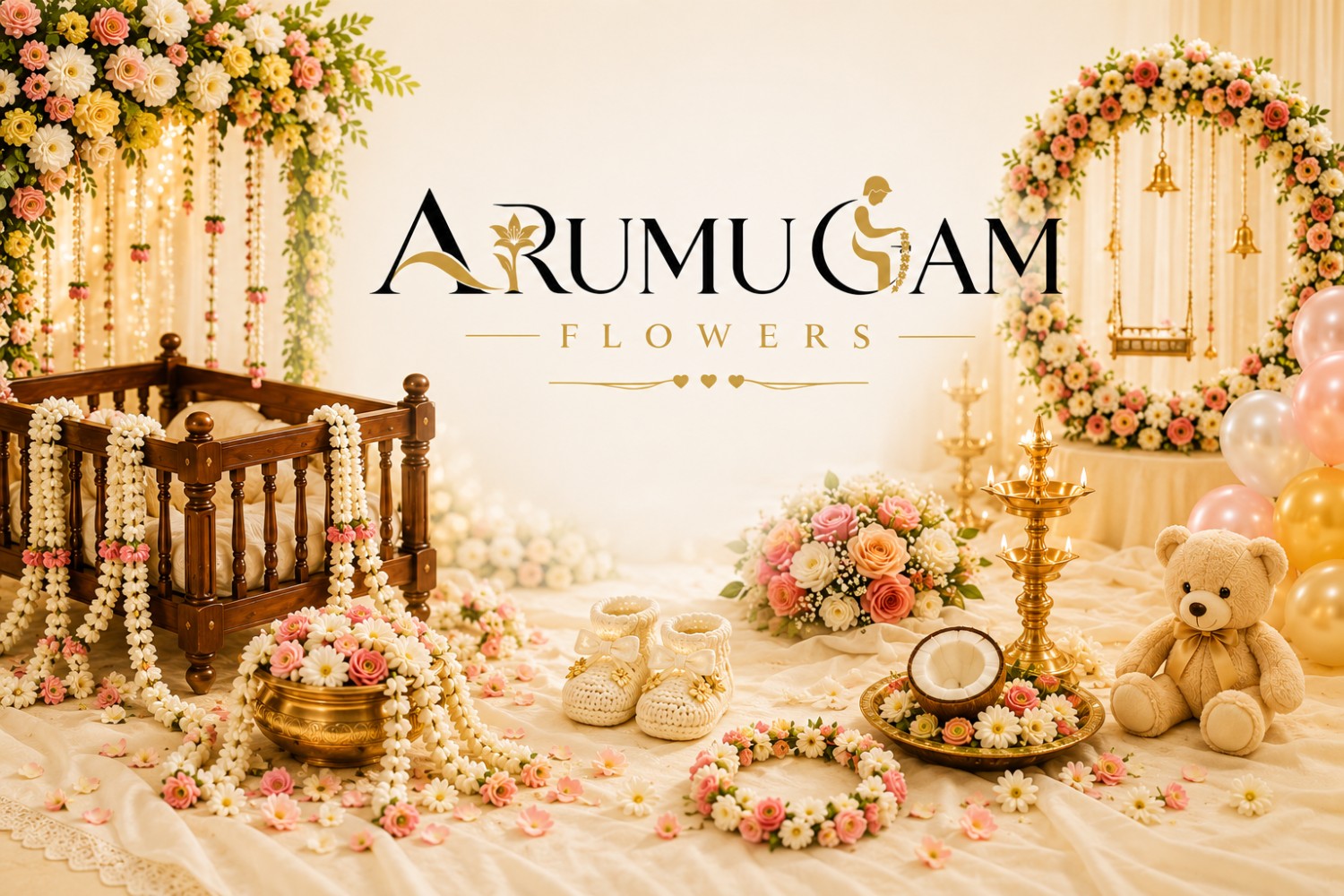 Baby ceremony flower garland decoration